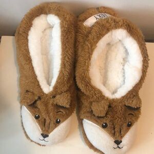 Women's Faux-Fur Fox Slip-On Slippers - Brown